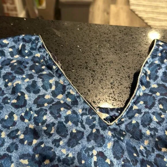 Patricia Leigh Vintage Womens Blue Leopard Print Floral Satin Kaftan OSFM EUC - Picture 5 of 5